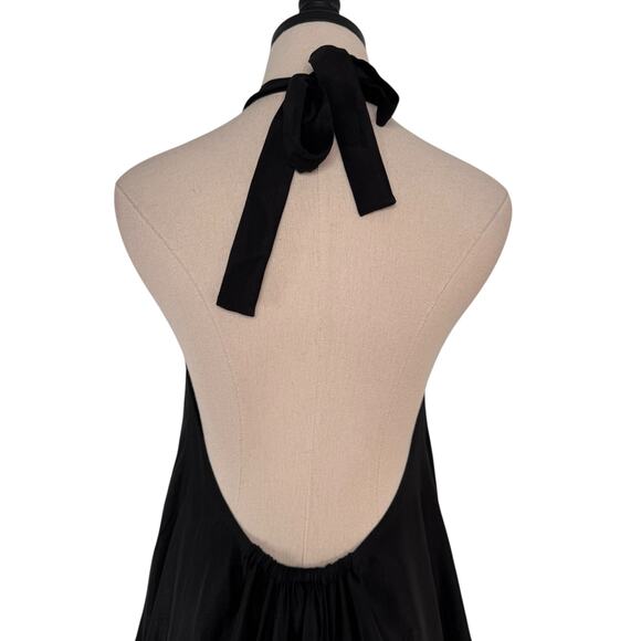 AZEEZA Winston Raw Silk Mini Dress Black High Low Halter Cocktail Party Size S - Picture 7 of 13
